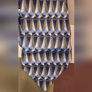 Profilo Studio Art Deco Blue And Gold Men's Patterned Tie 🌴